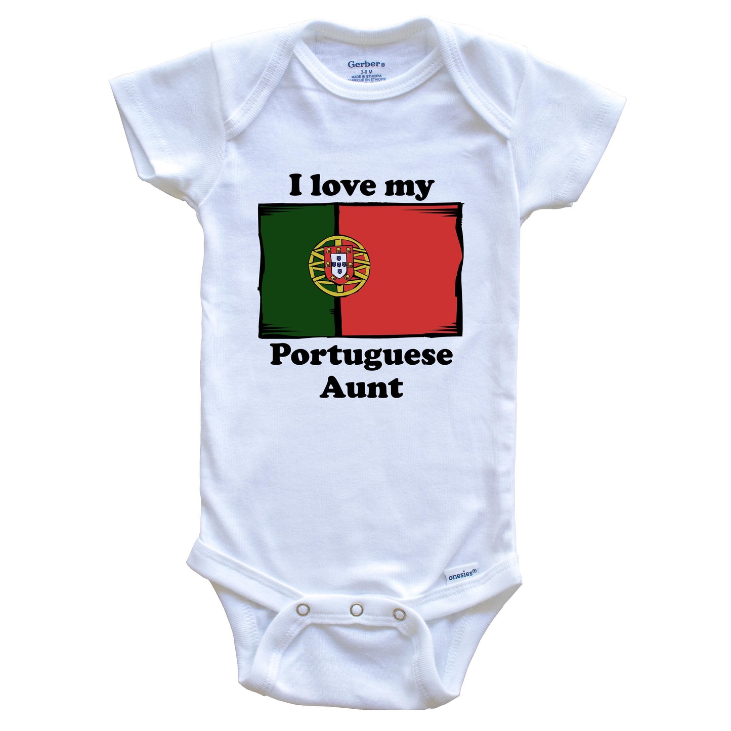 I Love My Portuguese Aunt Portugal Flag Niece Nephew Baby Onesie