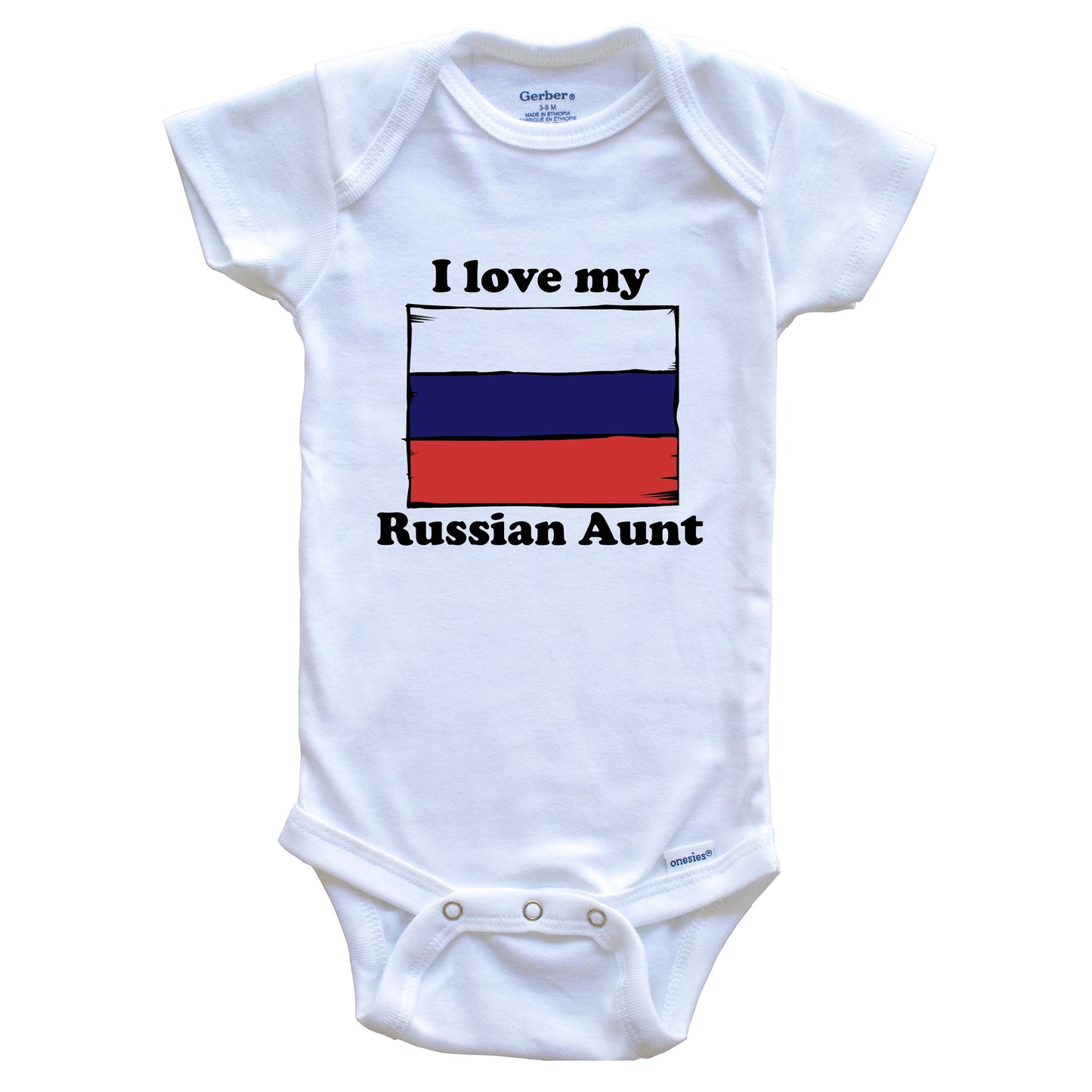 I Love My Russian Aunt Russia Flag Niece Nephew Baby Onesie
