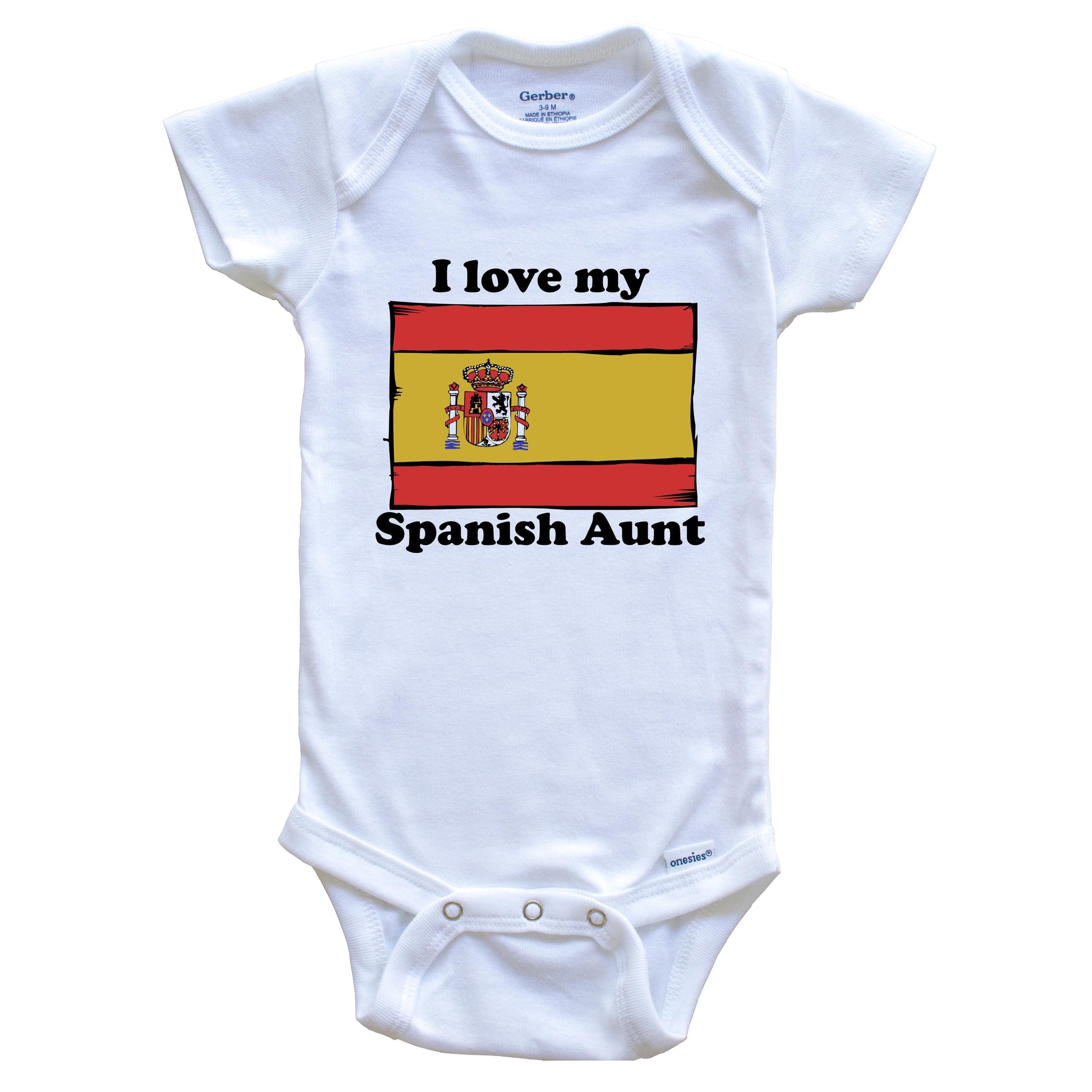 I Love My Spanish Aunt Spain Flag Niece Nephew Baby Onesie