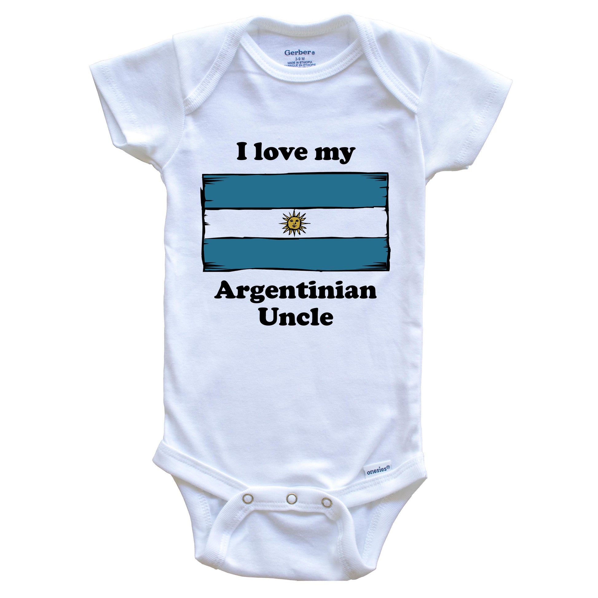 I Love My Argentinian Uncle Argentina Flag Niece Nephew Baby Onesie