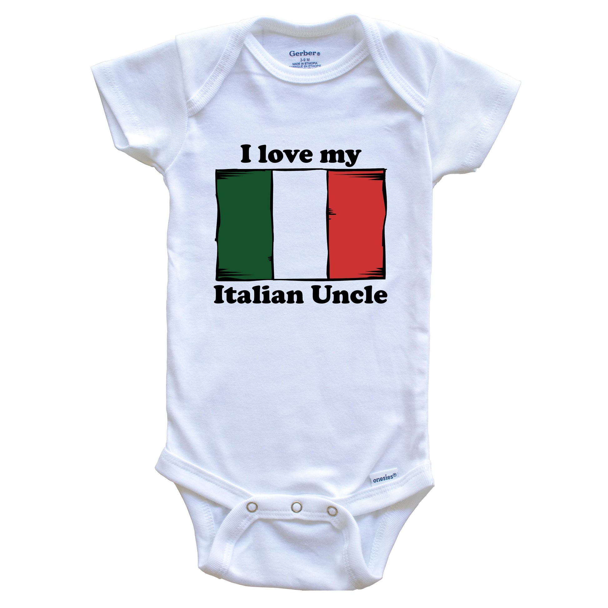 I Love My Italian Uncle Italy Flag Niece Nephew Baby Onesie