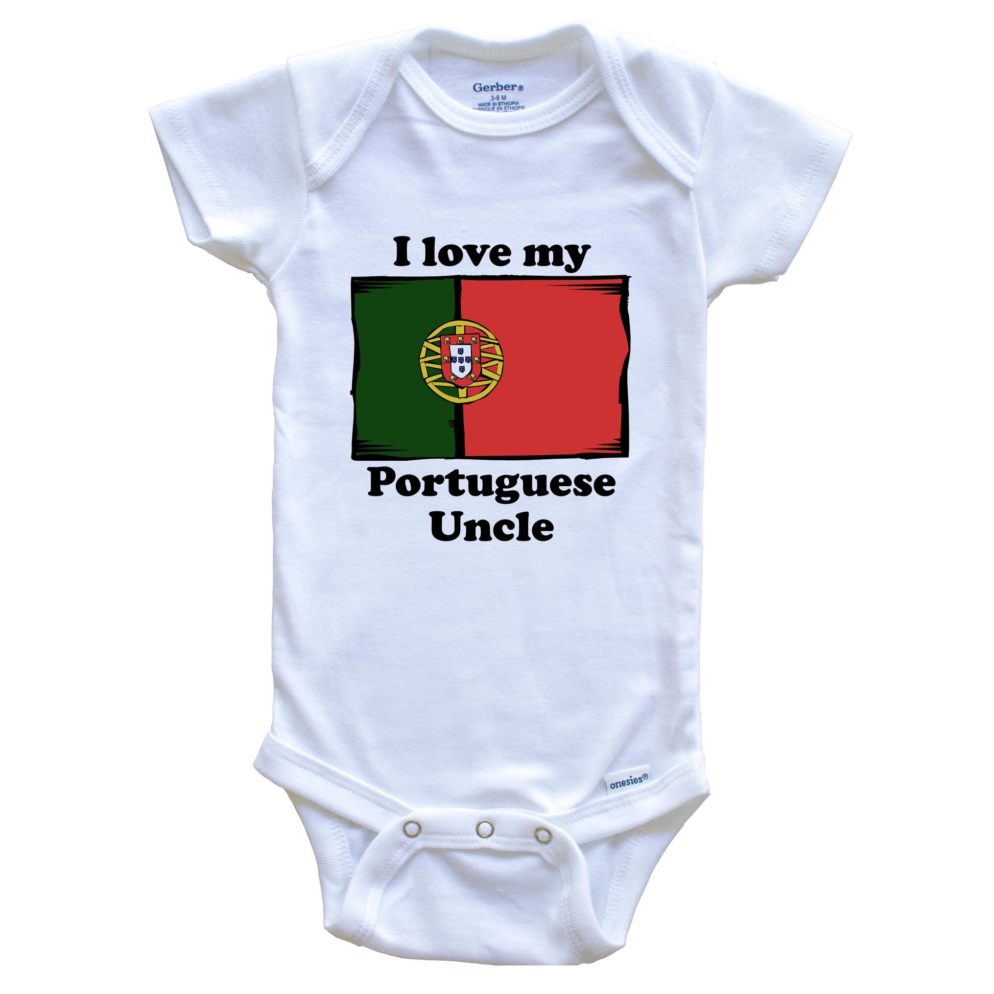 I Love My Portuguese Uncle Portugal Flag Niece Nephew Baby Onesie