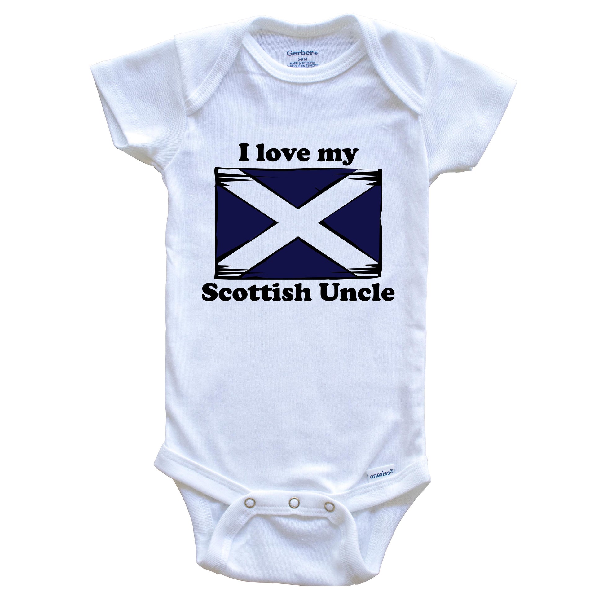 I Love My Scottish Uncle Scotland Flag Niece Nephew Baby Onesie