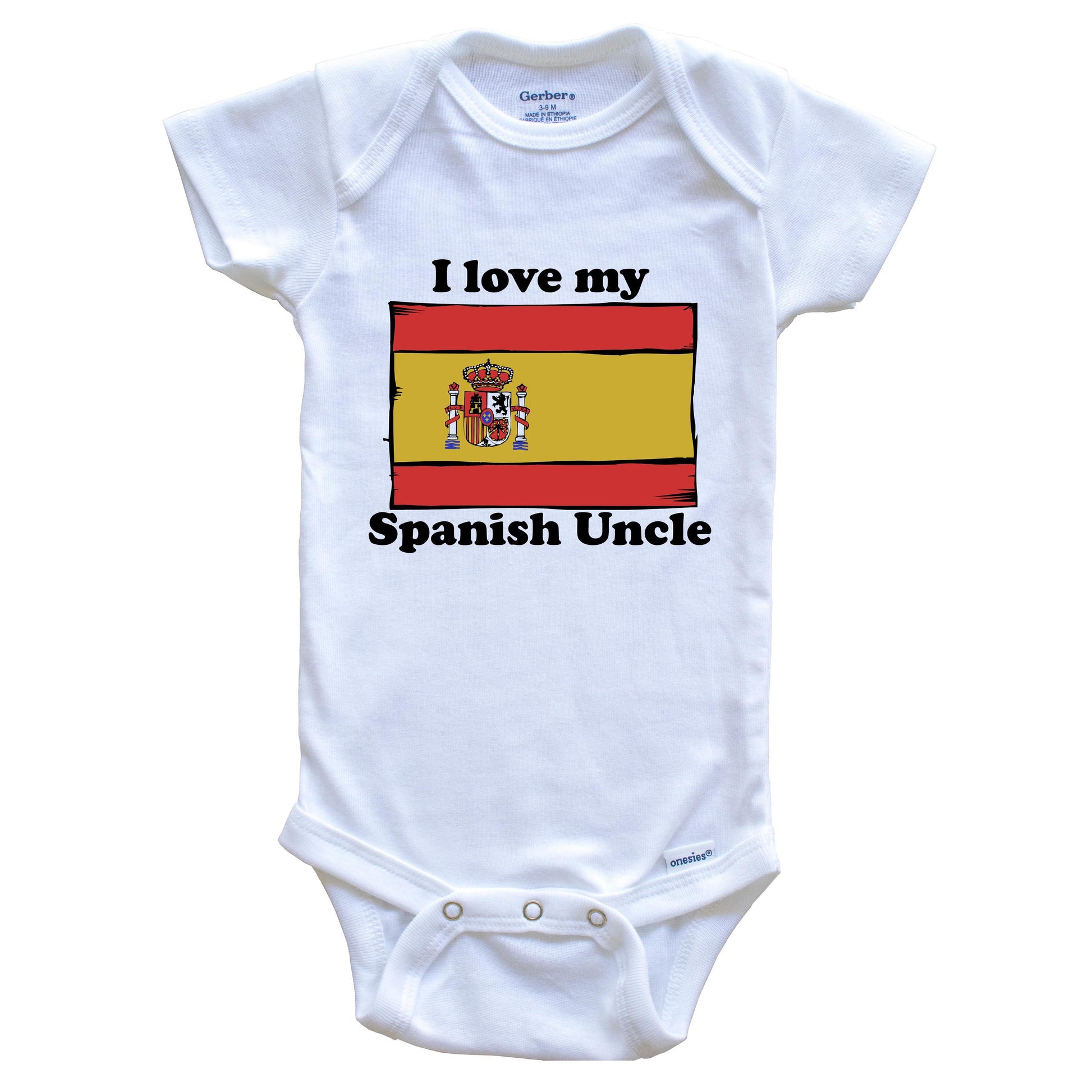 I Love My Spanish Uncle Spain Flag Niece Nephew Baby Onesie