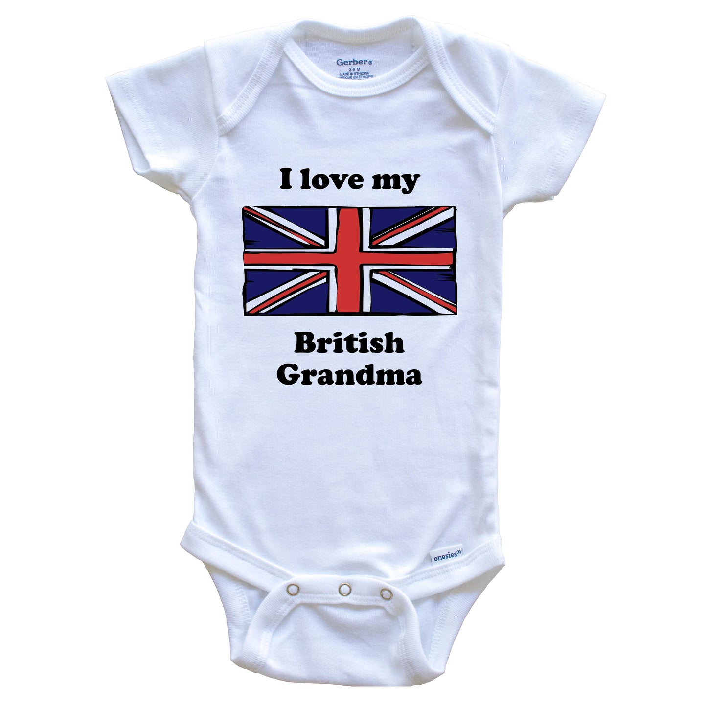 I Love My British Grandma United Kingdom Flag Grandchild Baby Onesie