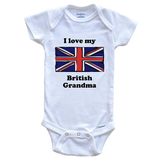I Love My British Grandma United Kingdom Flag Grandchild Baby Onesie