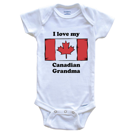I Love My Canadian Grandma Canada Flag Grandchild Baby Onesie