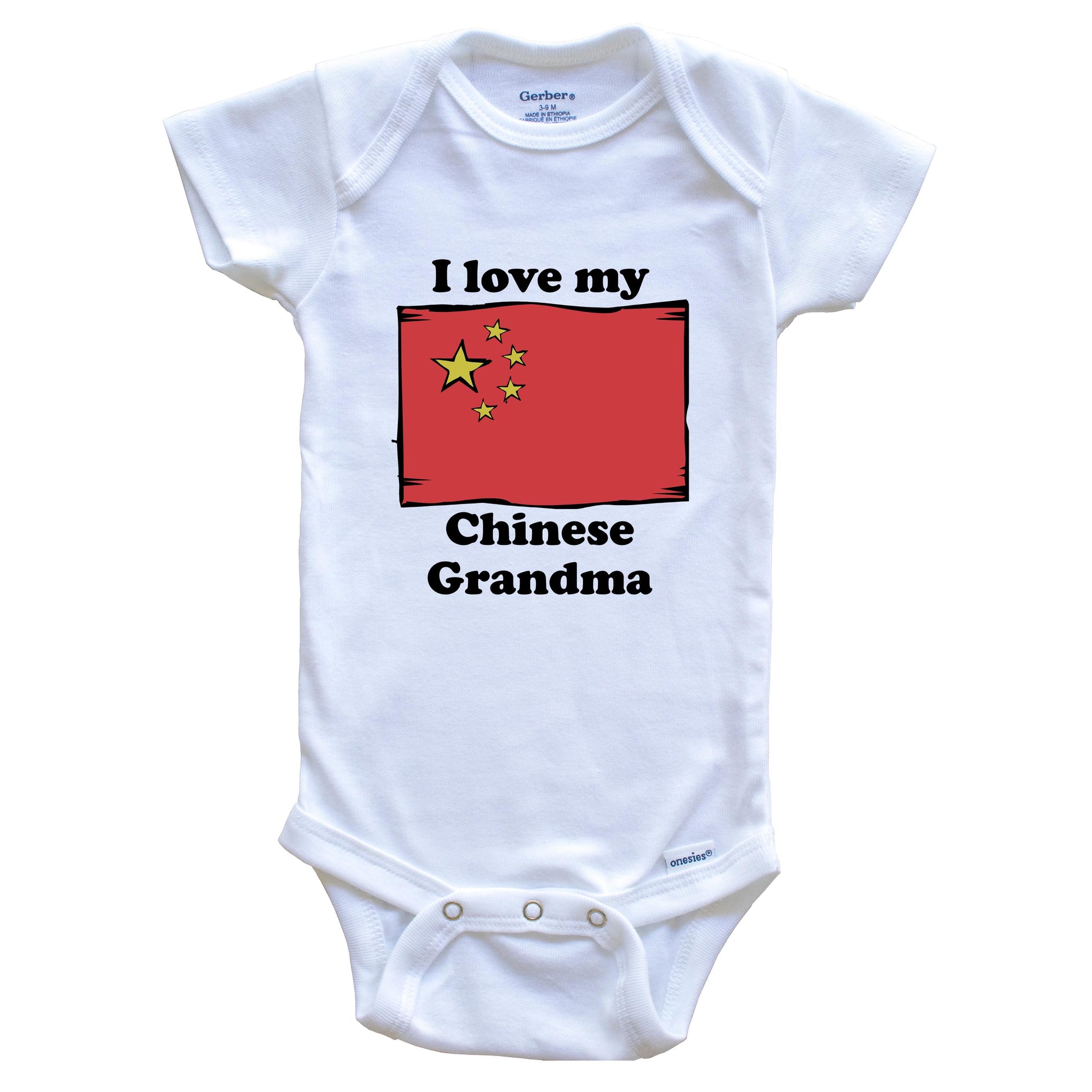 I Love My Chinese Grandma China Flag Grandchild Baby Onesie