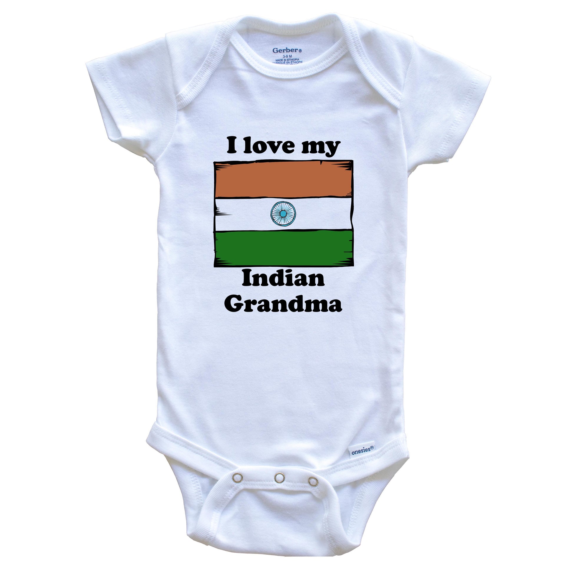 I Love My Indian Grandma India Flag Grandchild Baby Onesie