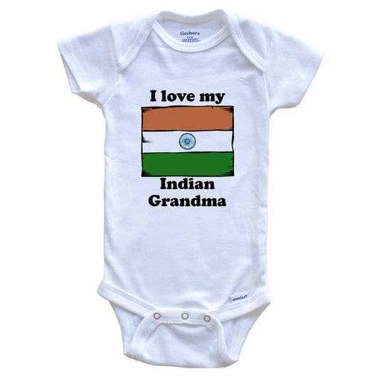 I Love My Indian Grandma India Flag Grandchild Baby Onesie
