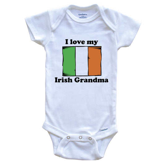 I Love My Irish Grandma Ireland Flag Grandchild Baby Onesie