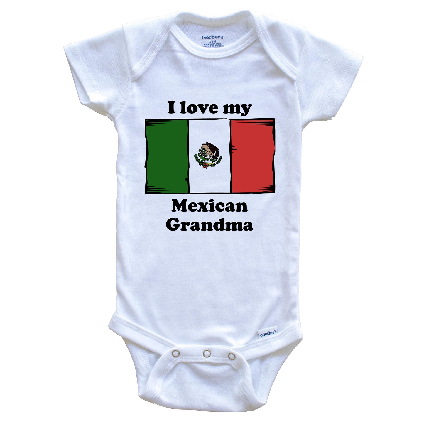 I Love My Mexican Grandma Mexico Flag Grandchild Baby Onesie