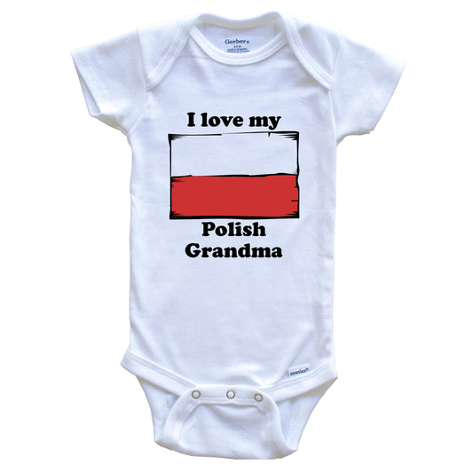 I Love My Polish Grandma Poland Flag Grandchild Baby Onesie
