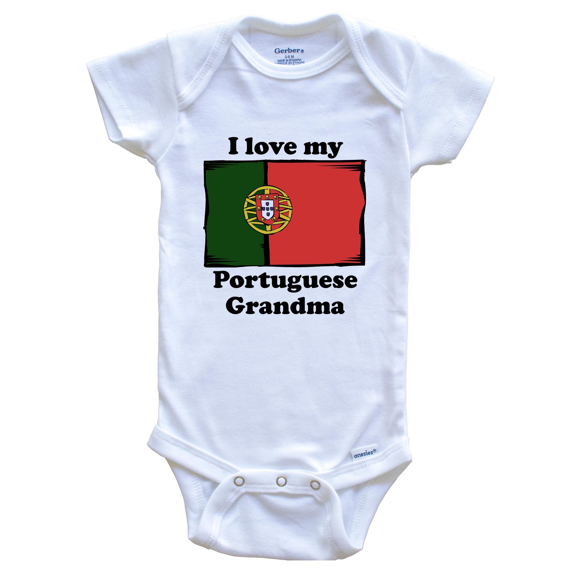 I Love My Portuguese Grandma Portugal Flag Grandchild Baby Onesie