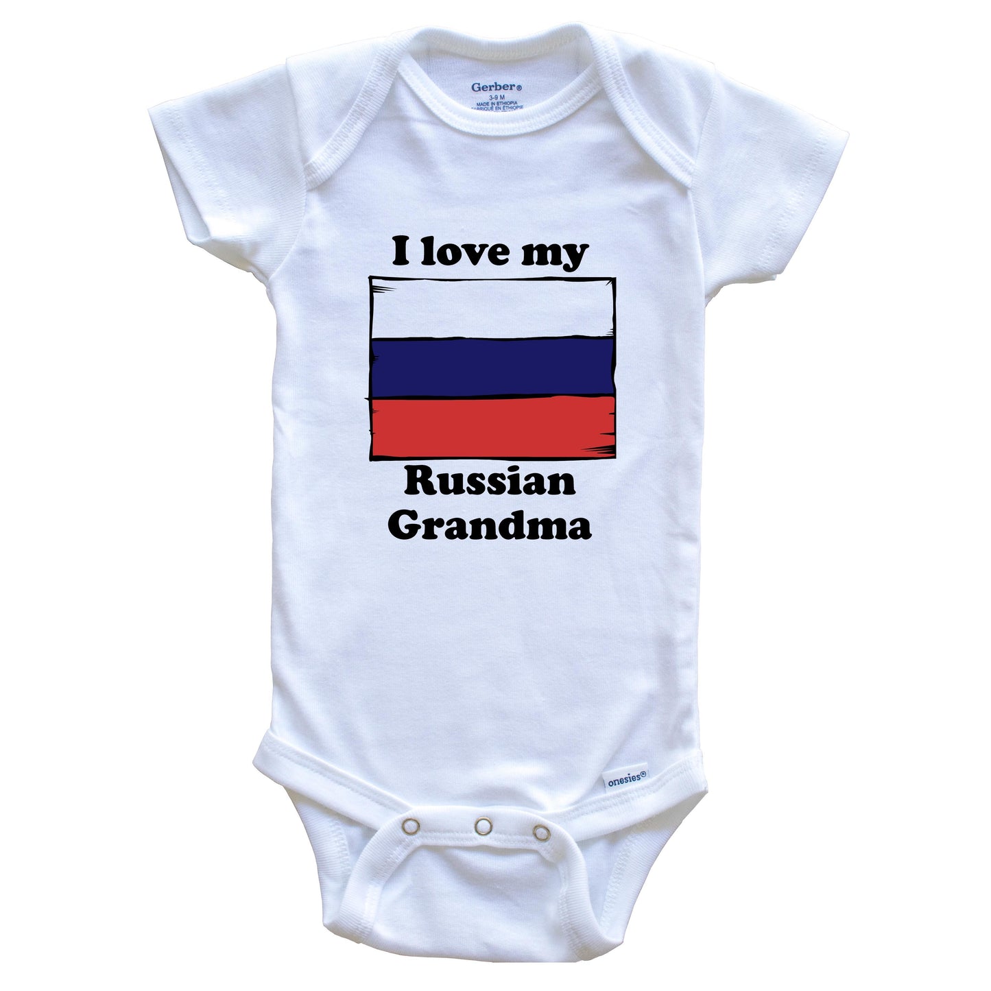 I Love My Russian Grandma Russia Flag Grandchild Baby Onesie