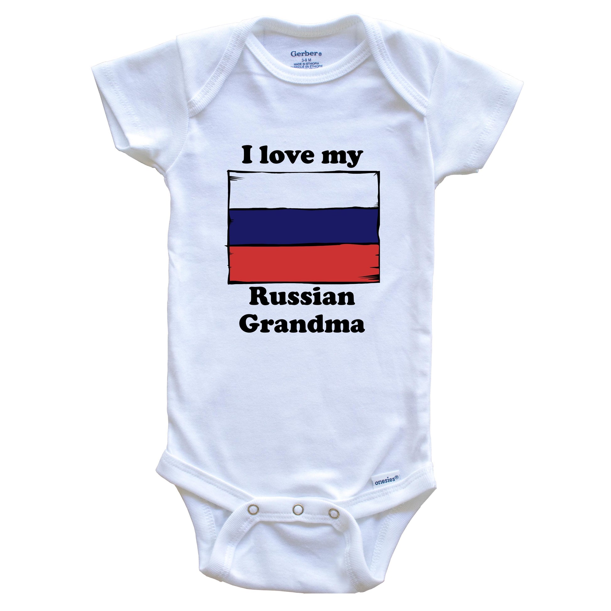 I Love My Russian Grandma Russia Flag Grandchild Baby Onesie