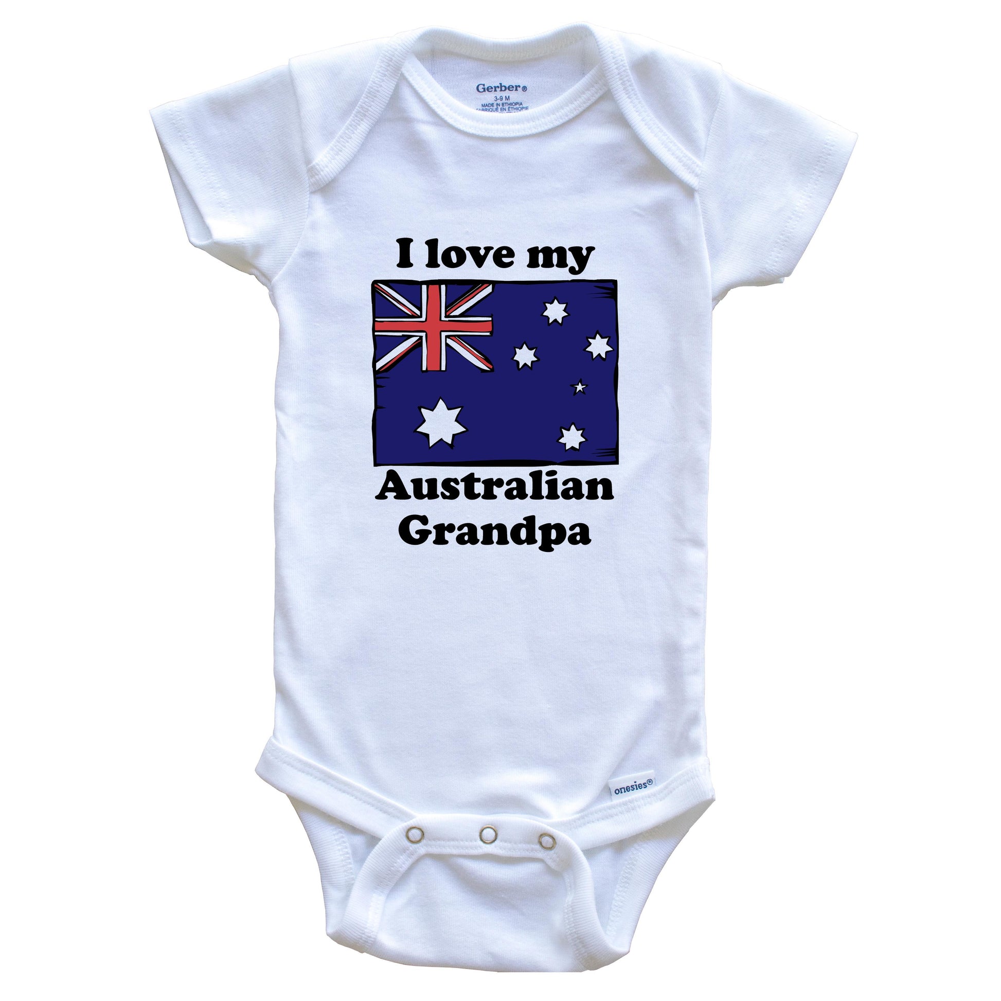 I Love My Australian Grandpa Australia Flag Grandchild Baby Onesie