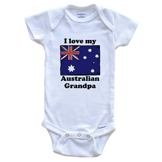 I Love My Australian Grandpa Australia Flag Grandchild Baby Onesie