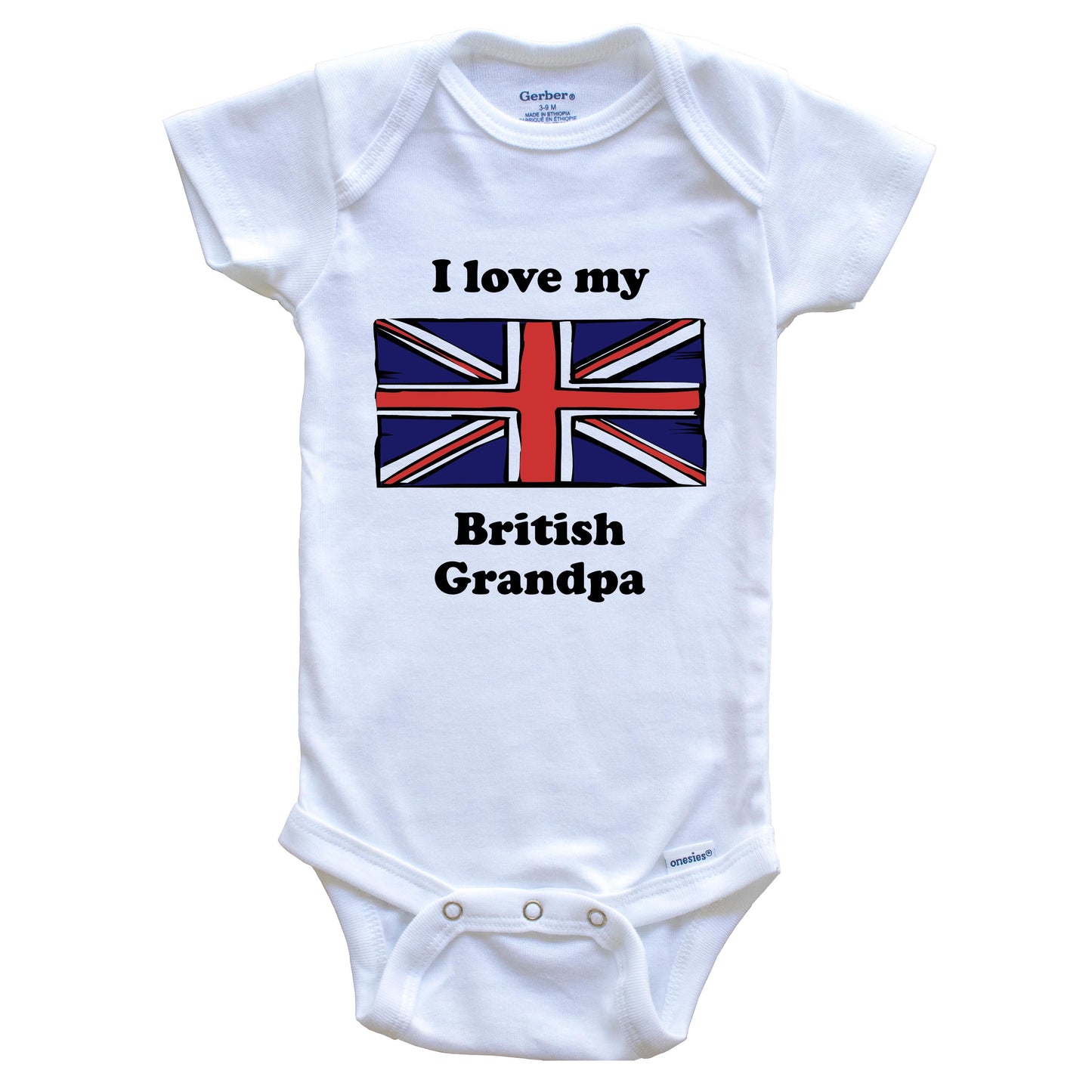 I Love My British Grandpa United Kingdom Flag Grandchild Baby Onesie