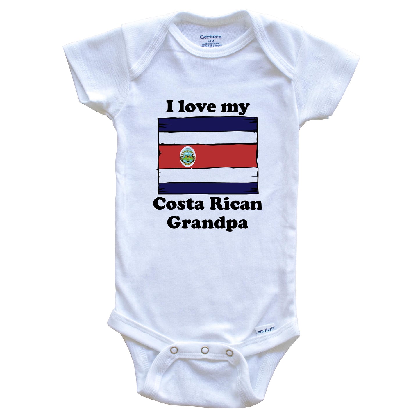 I Love My Costa Rican Grandpa Costa Rica Flag Grandchild Baby Onesie