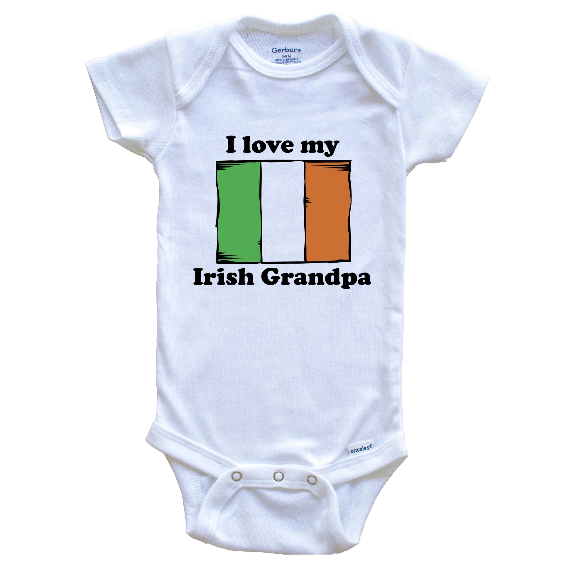 I Love My Irish Grandpa Ireland Flag Grandchild Baby Onesie