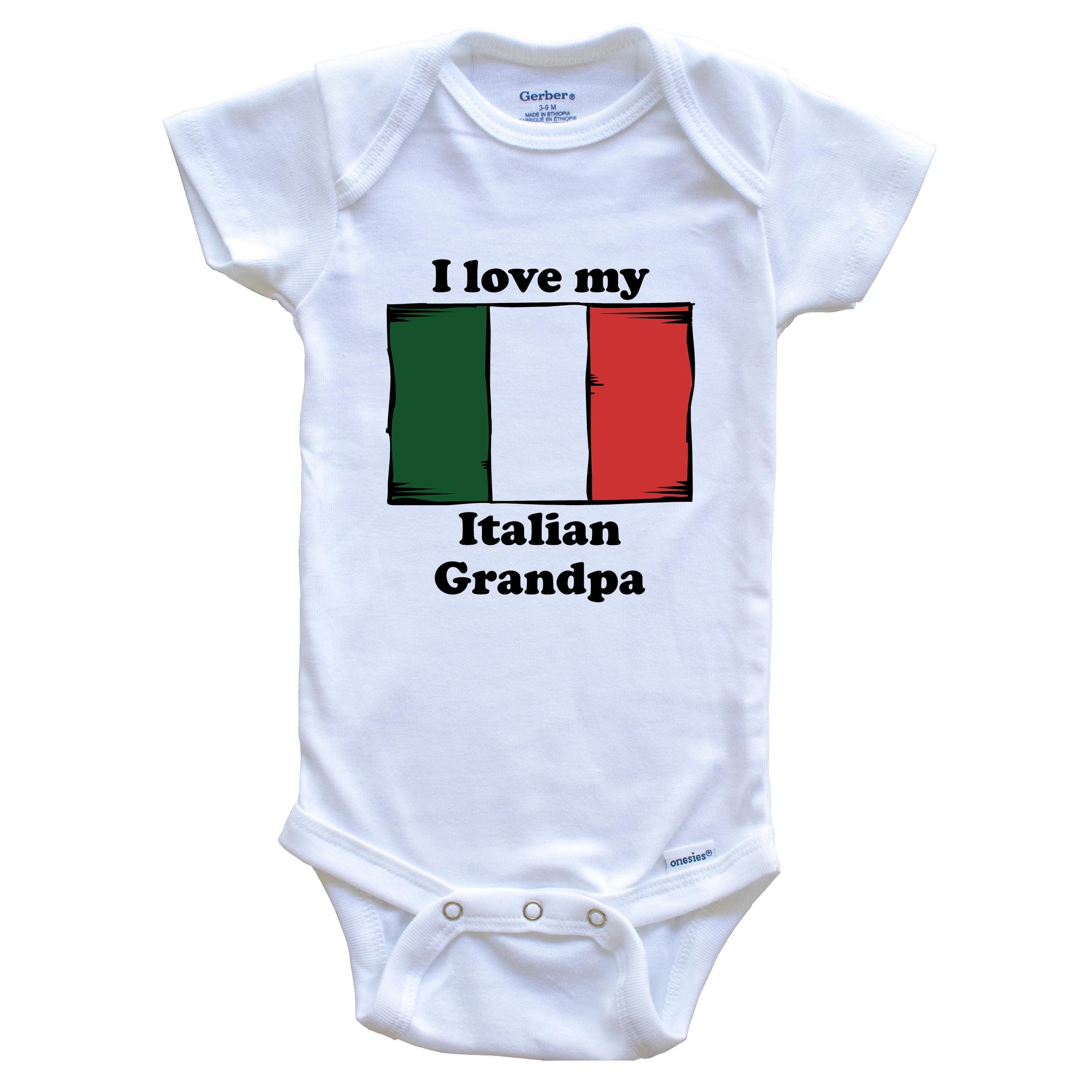 I Love My Italian Grandpa Italy Flag Grandchild Baby Onesie