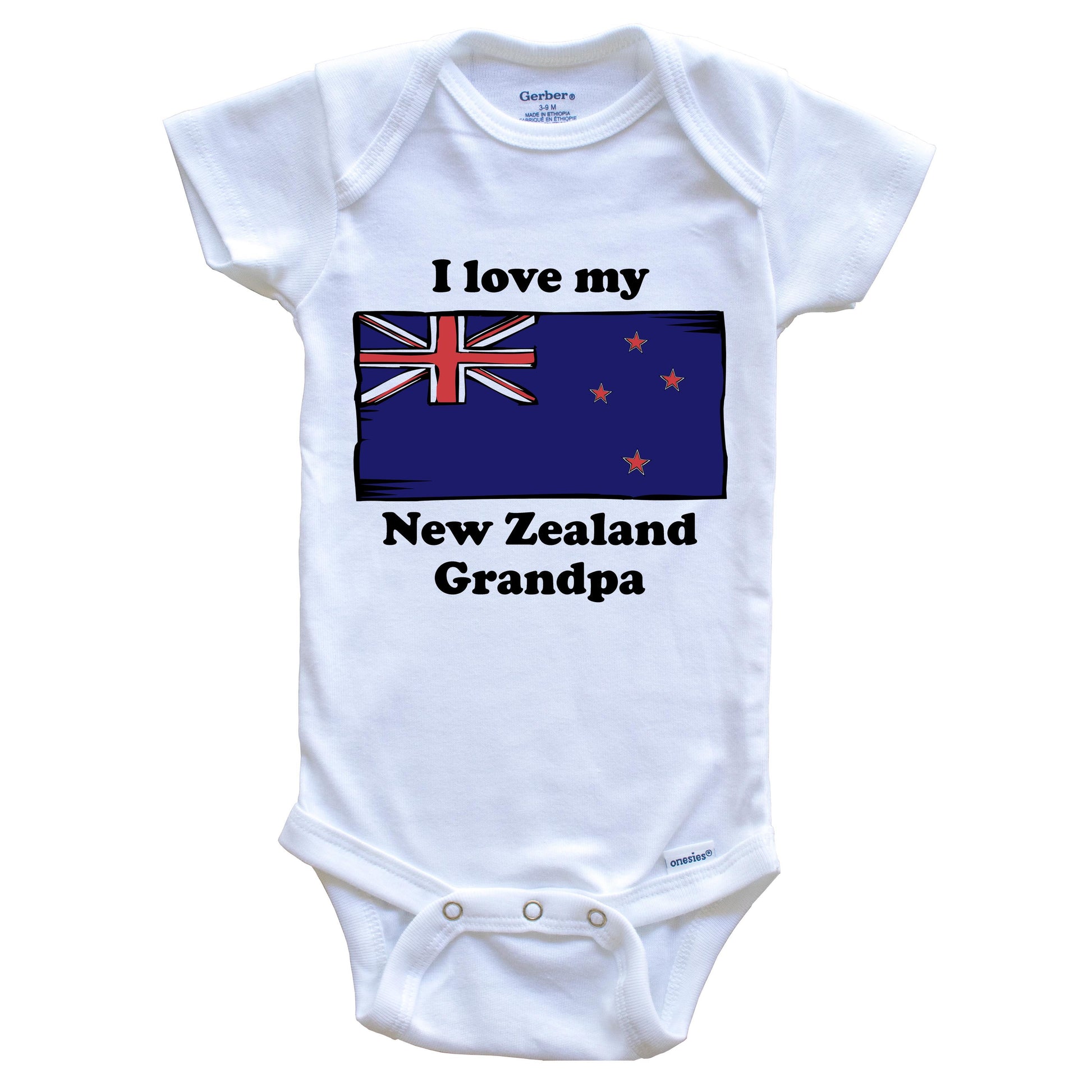 I Love My New Zealand Grandpa New Zealand Flag Grandchild Baby Onesie