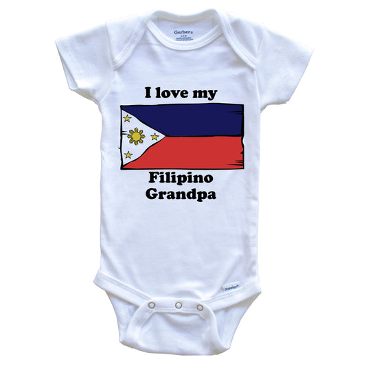 I Love My Filipino Grandpa Philippines Flag Grandchild Baby Onesie