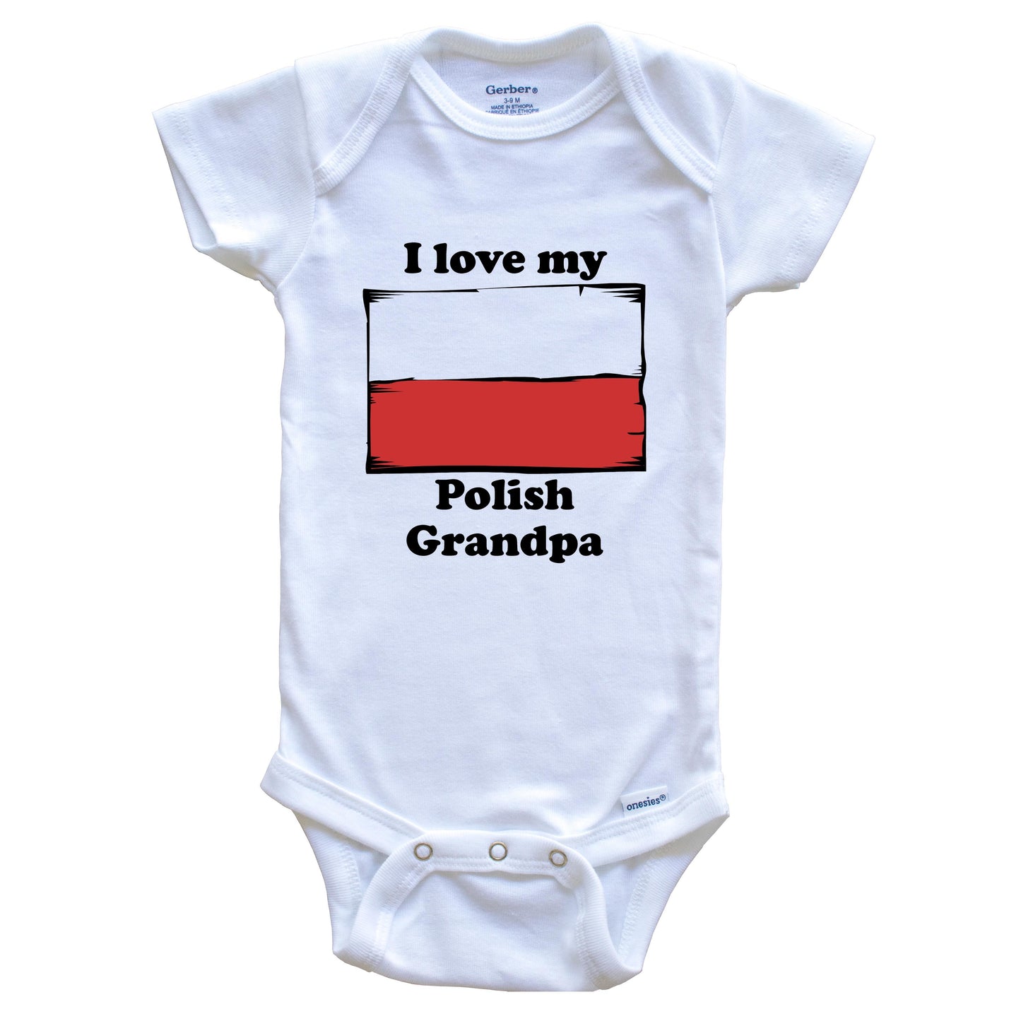 I Love My Polish Grandpa Poland Flag Grandchild Baby Onesie