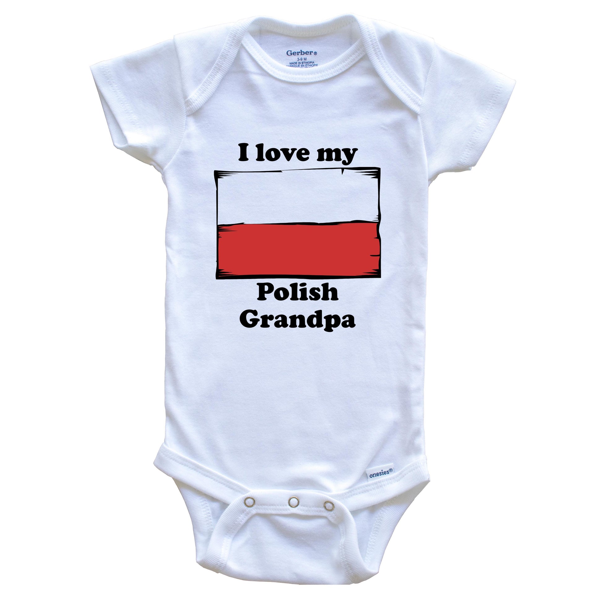I Love My Polish Grandpa Poland Flag Grandchild Baby Onesie