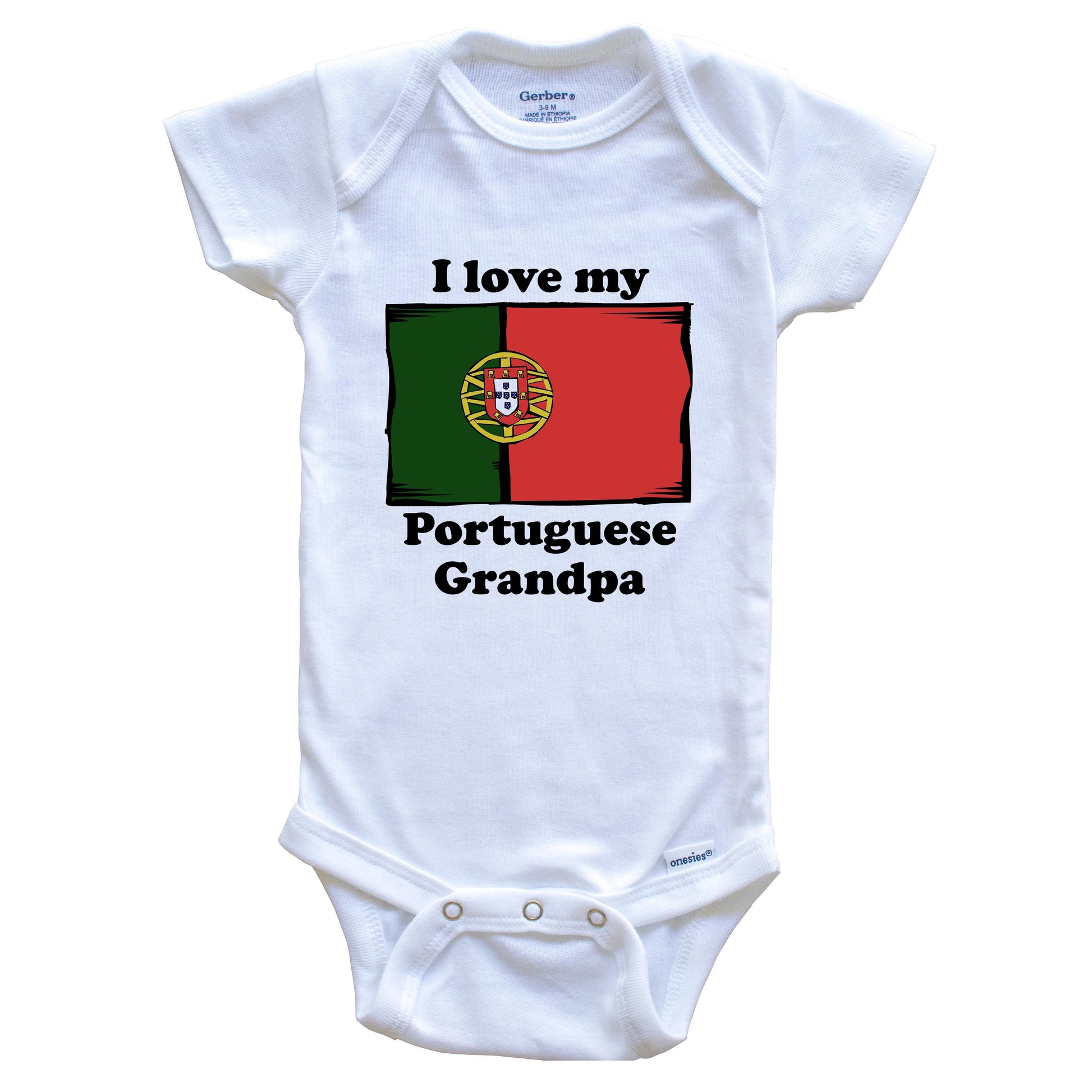 I Love My Portuguese Grandpa Portugal Flag Grandchild Baby Onesie