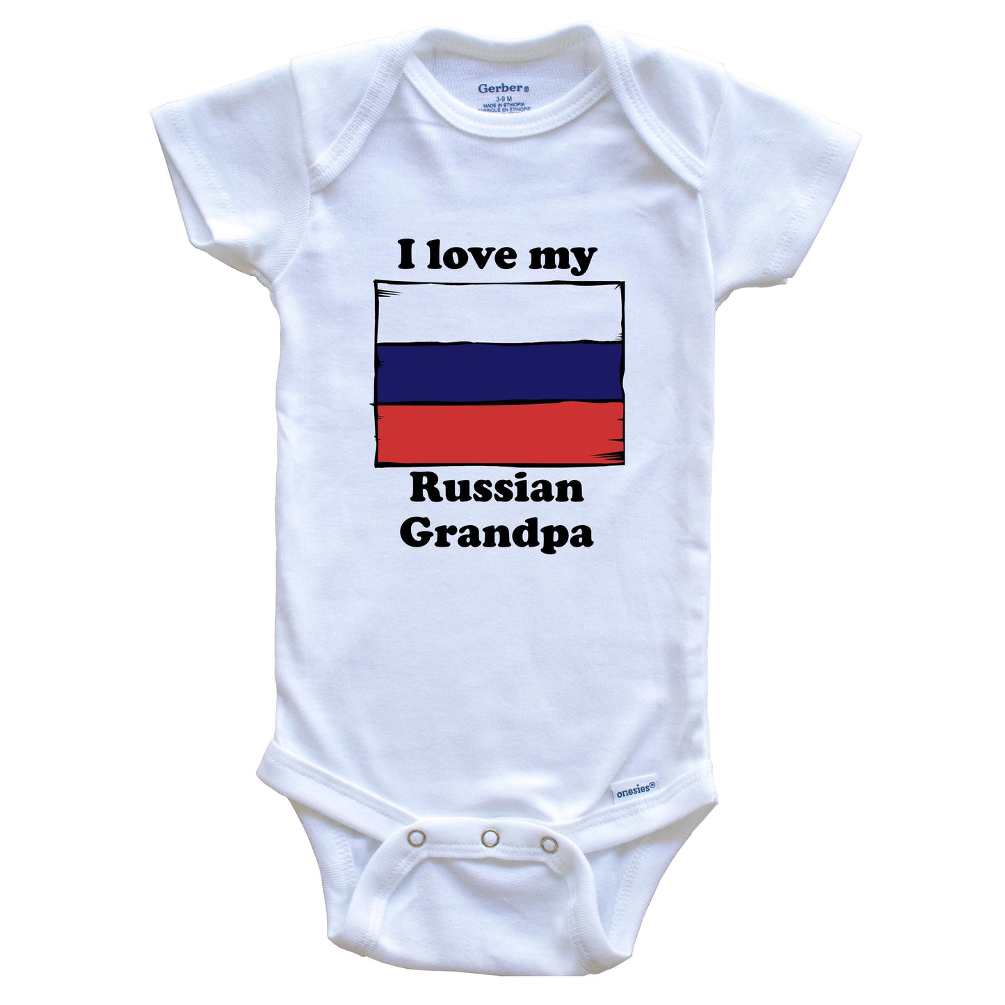 I Love My Russian Grandpa Russia Flag Grandchild Baby Onesie