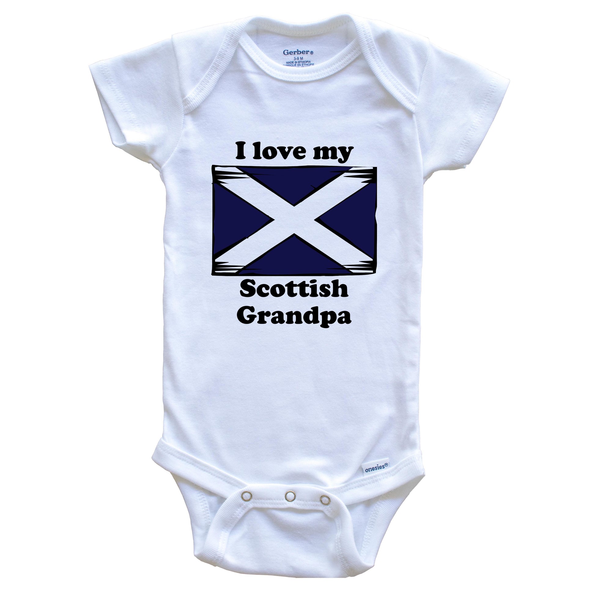 I Love My Scottish Grandpa Scotland Flag Grandchild Baby Onesie