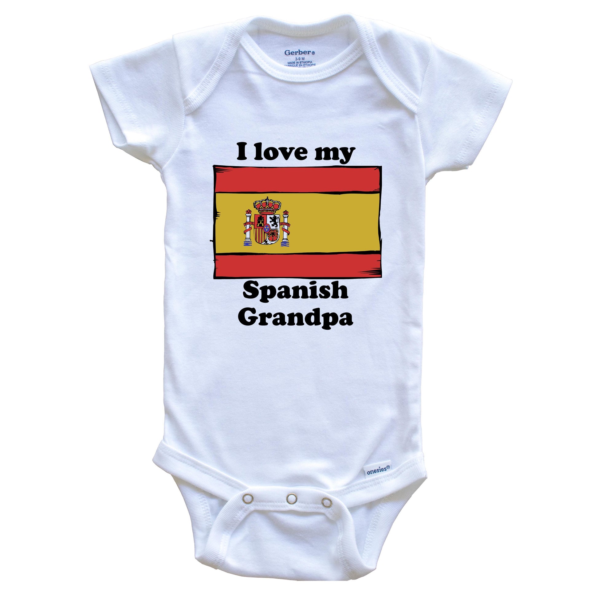 I Love My Spanish Grandpa Spain Flag Grandchild Baby Onesie