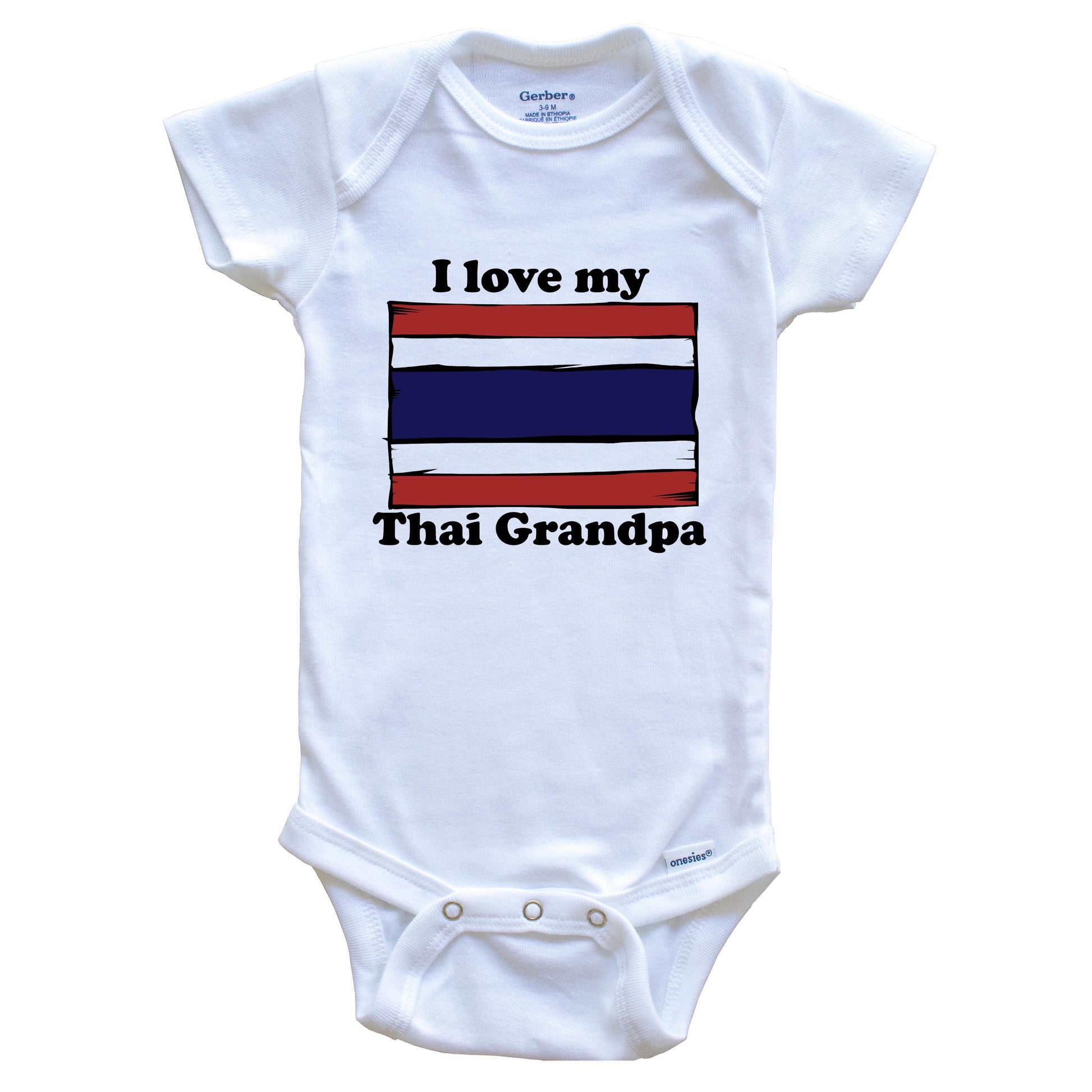I Love My Thai Grandpa Thailand Flag Grandchild Baby Onesie