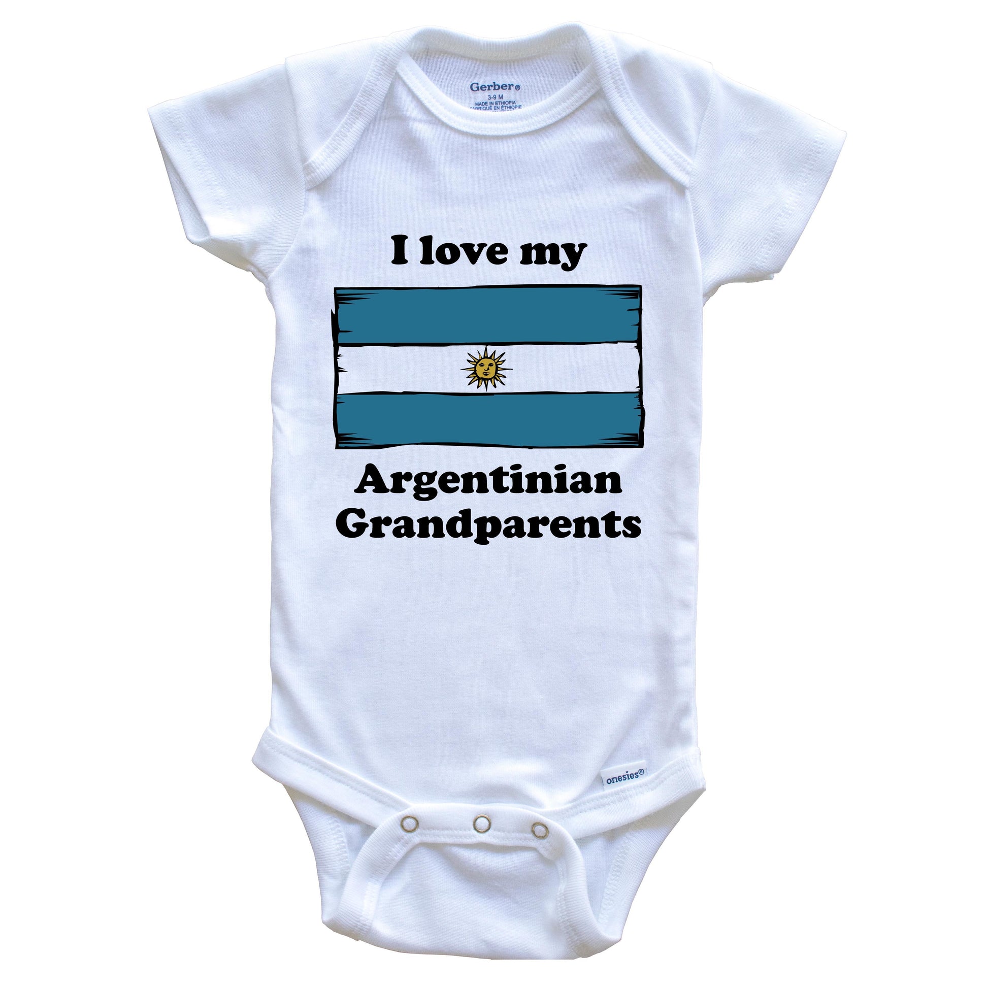 I Love My Argentinian Grandparents Argentina Flag Grandchild Baby Onesie