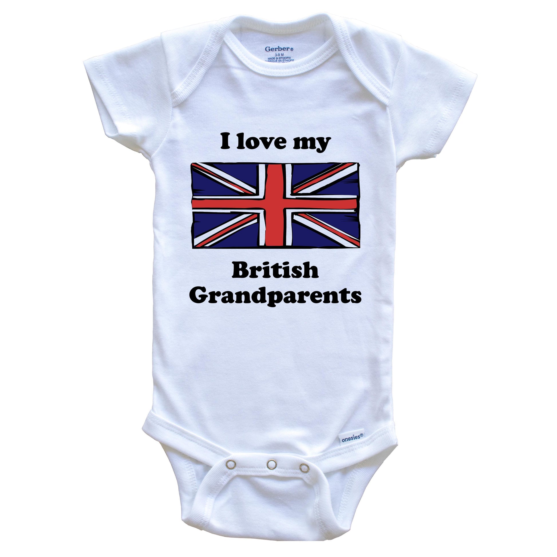 I Love My British Grandparents United Kingdom Flag Grandchild Baby Onesie