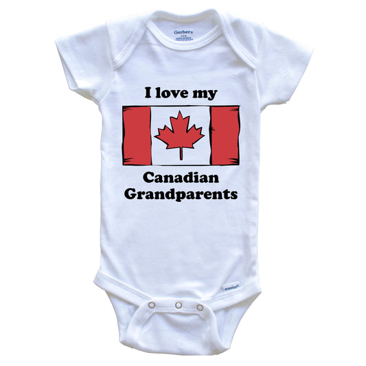 I Love My Canadian Grandparents Canada Flag Grandchild Baby Onesie