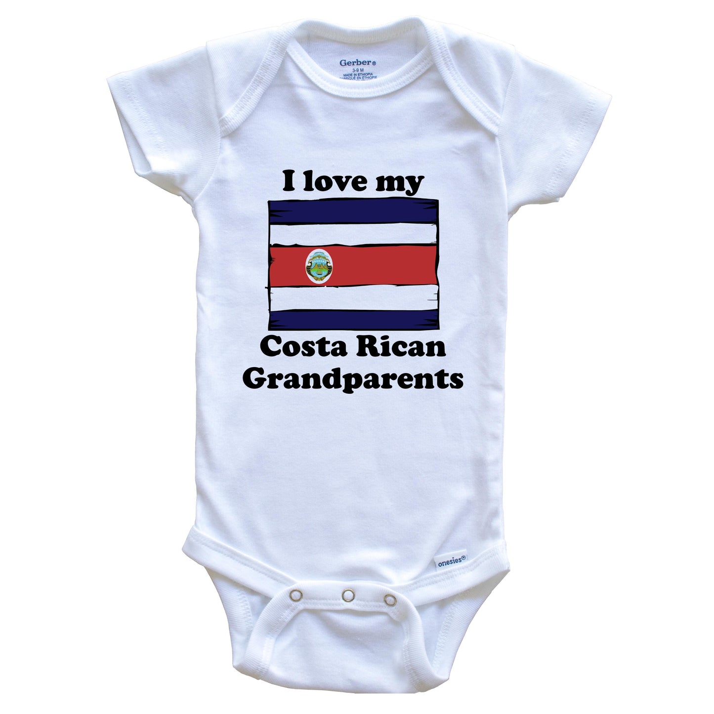 I Love My Costa Rican Grandparents Costa Rica Flag Grandchild Baby Onesie