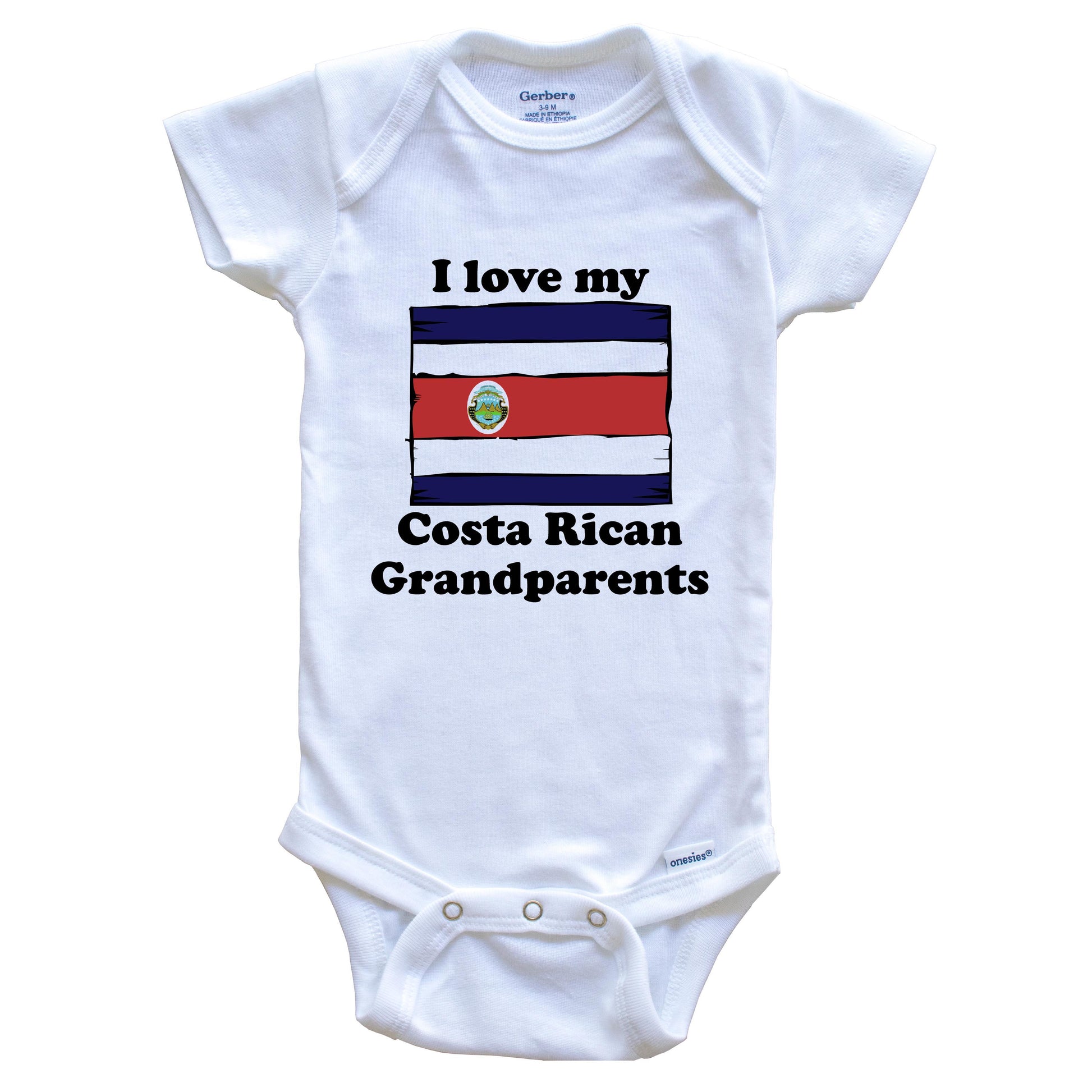 I Love My Costa Rican Grandparents Costa Rica Flag Grandchild Baby Onesie