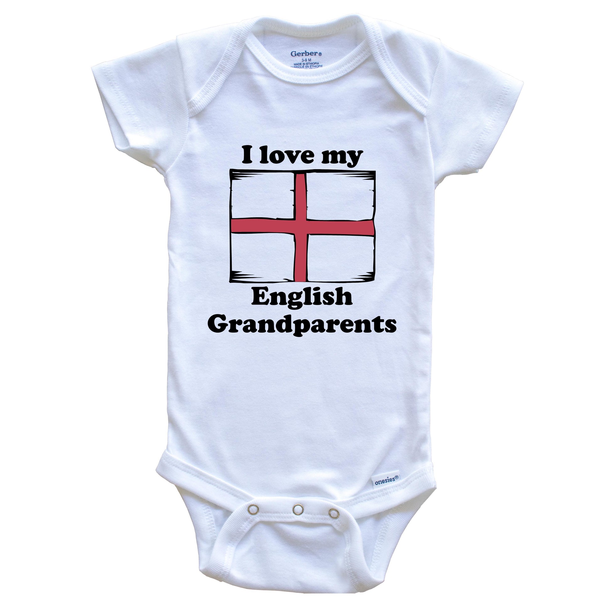 I Love My English Grandparents England Flag Grandchild Baby Onesie