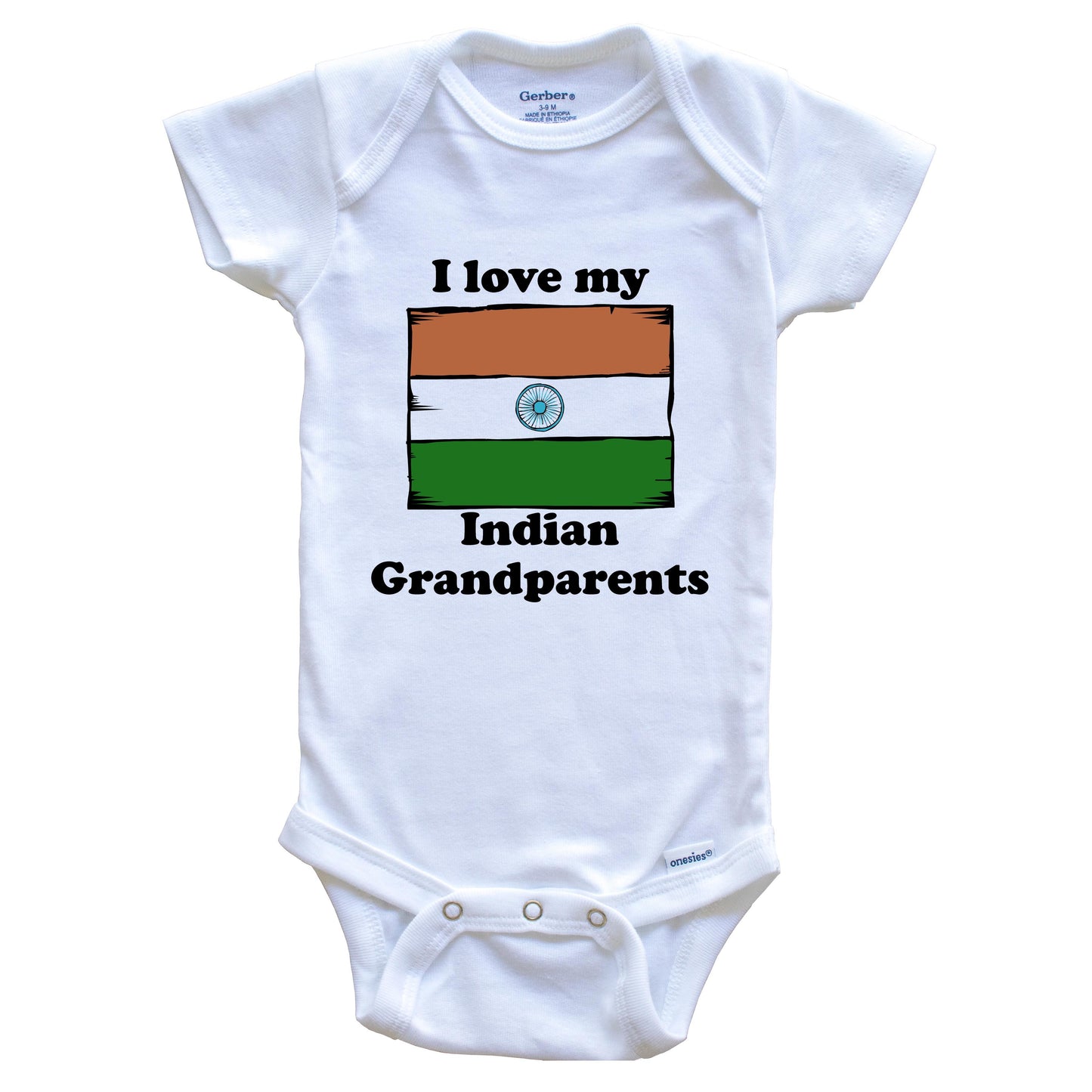 I Love My Indian Grandparents India Flag Grandchild Baby Onesie