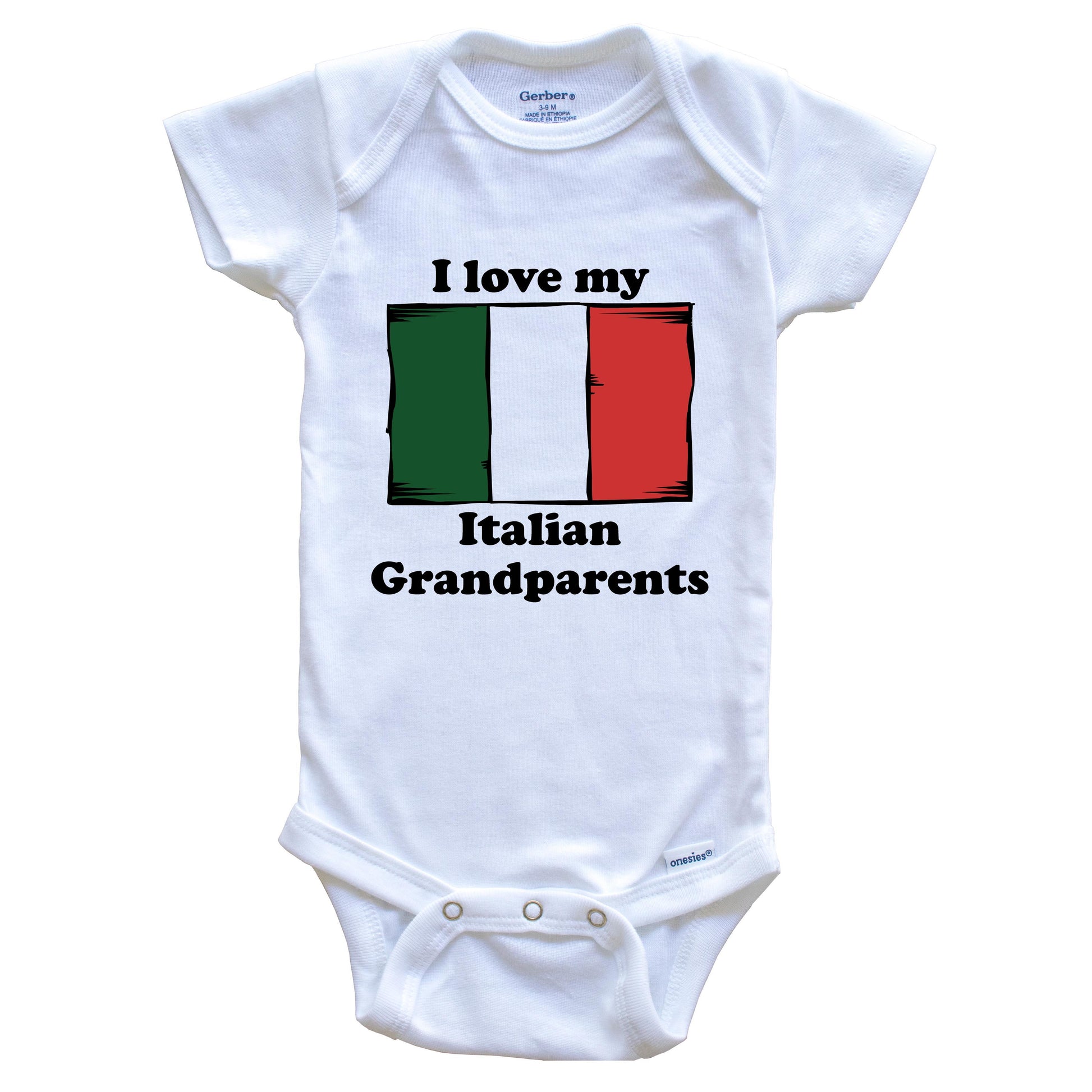 I Love My Italian Grandparents Italy Flag Grandchild Baby Onesie