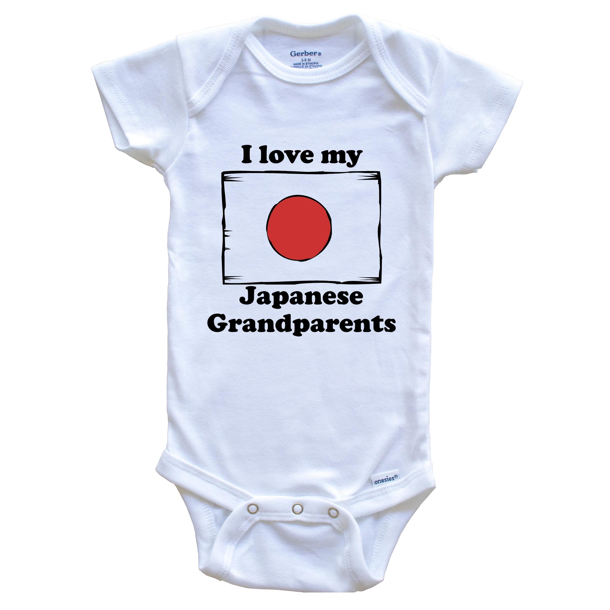 I Love My Japanese Grandparents Japan Flag Grandchild Baby Onesie