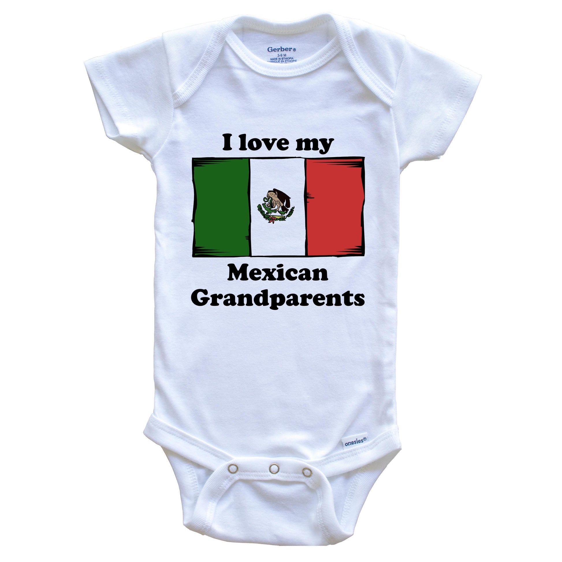 I Love My Mexican Grandparents Mexico Flag Grandchild Baby Onesie