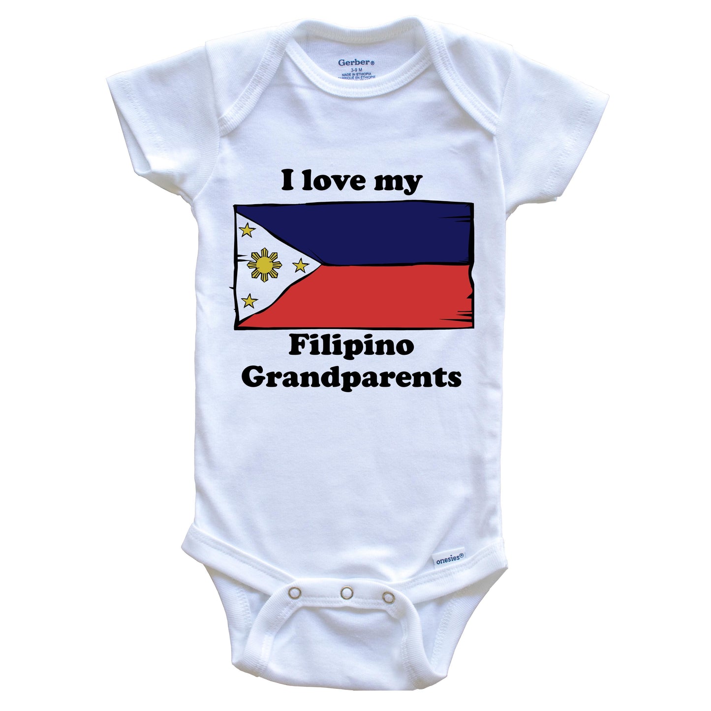 I Love My Filipino Grandparents Philippines Flag Grandchild Baby Onesie