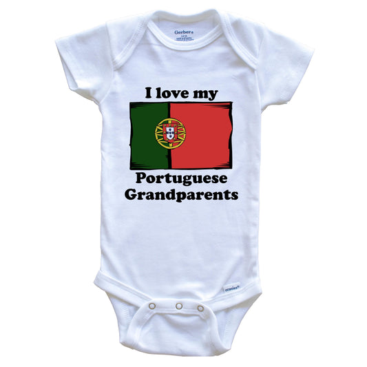 I Love My Portuguese Grandparents Portugal Flag Grandchild Baby Onesie