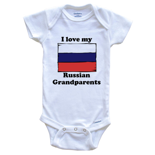 I Love My Russian Grandparents Russia Flag Grandchild Baby Onesie