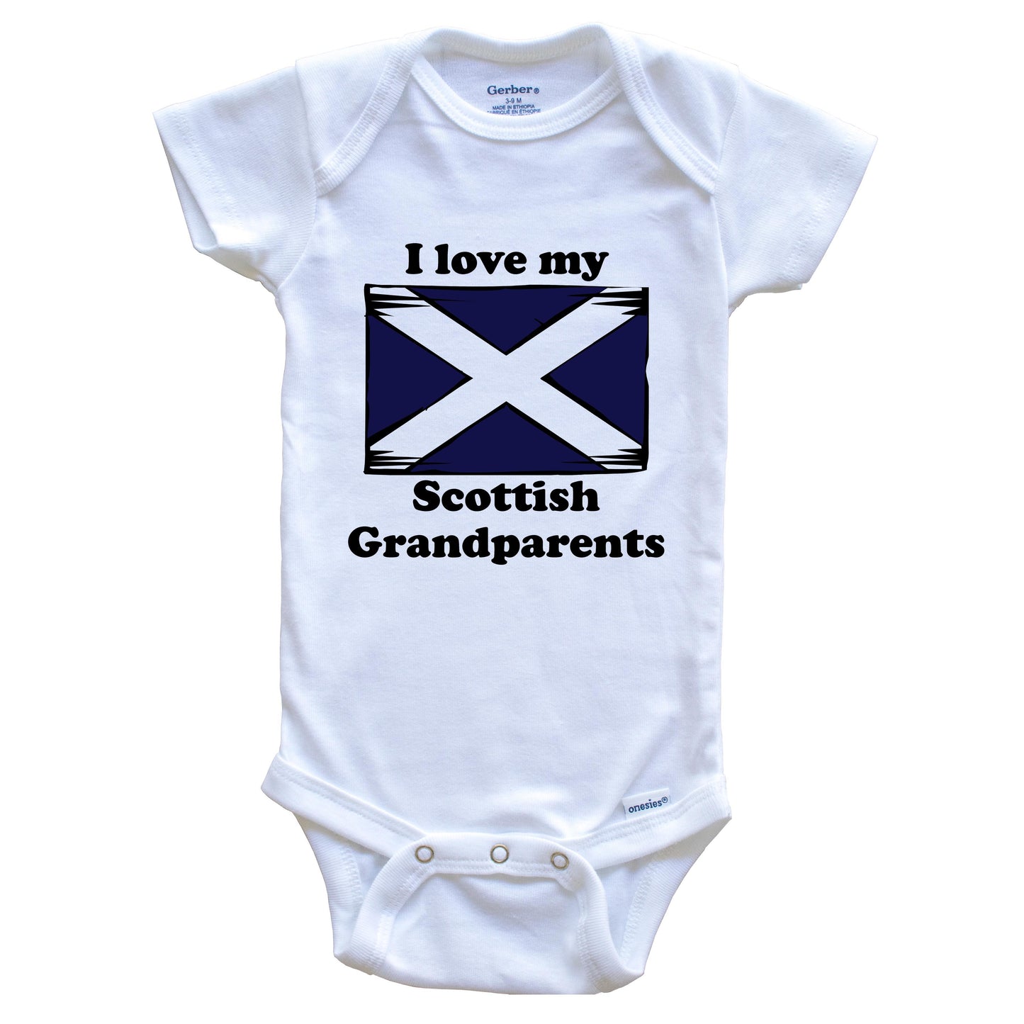 I Love My Scottish Grandparents Scotland Flag Grandchild Baby Onesie