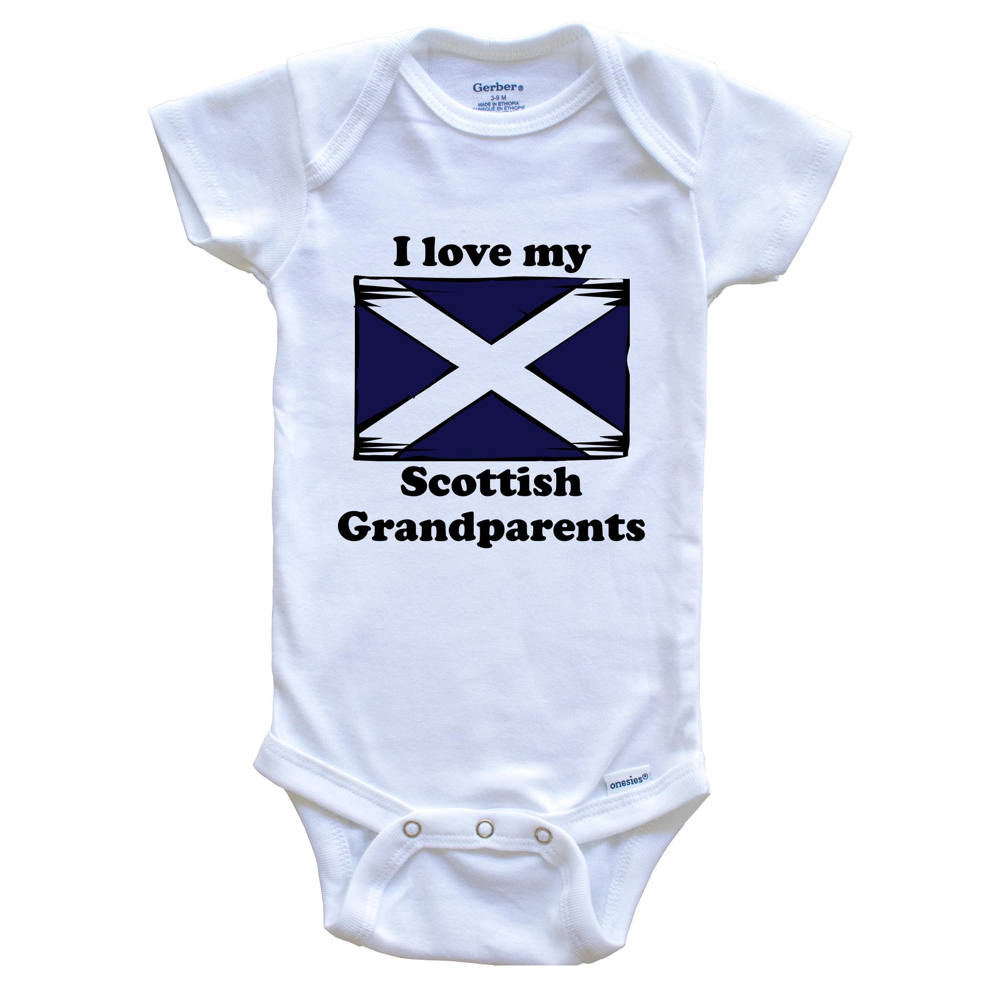 I Love My Scottish Grandparents Scotland Flag Grandchild Baby Onesie